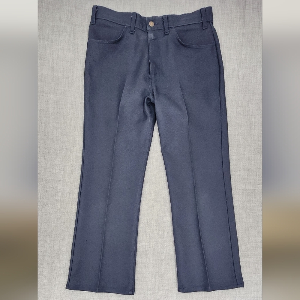 Vintage Levi's Navy Blue Polyester Creased Dress Pants.  Size 6